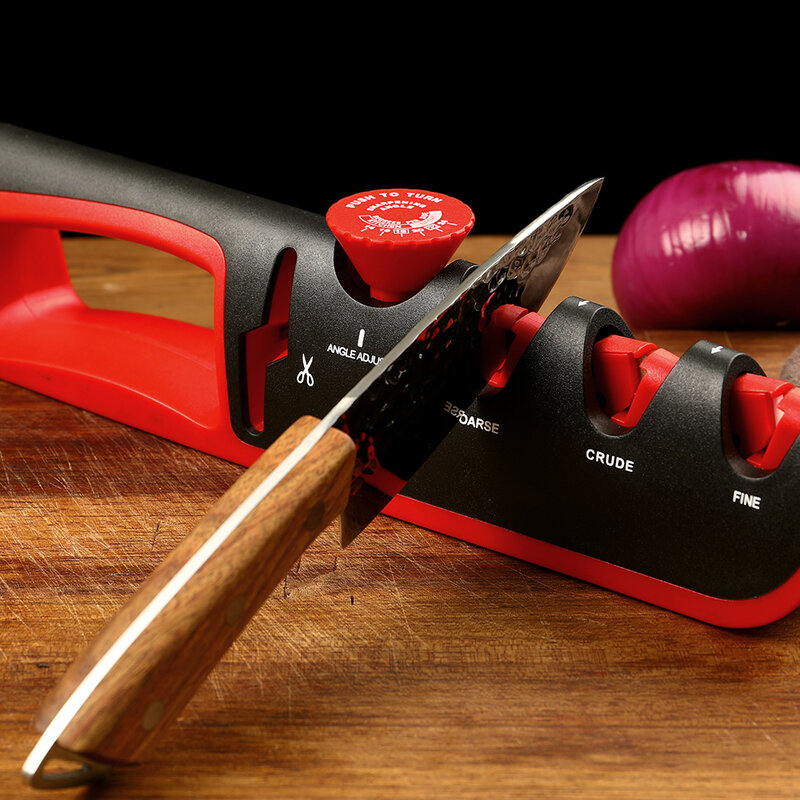 WAK سكين مبراة 5 في 1 زاوية قابل للتعديل أسود أحمر المطبخ ماكينة الطحن سكين احترافي مقص شحذ أدوات