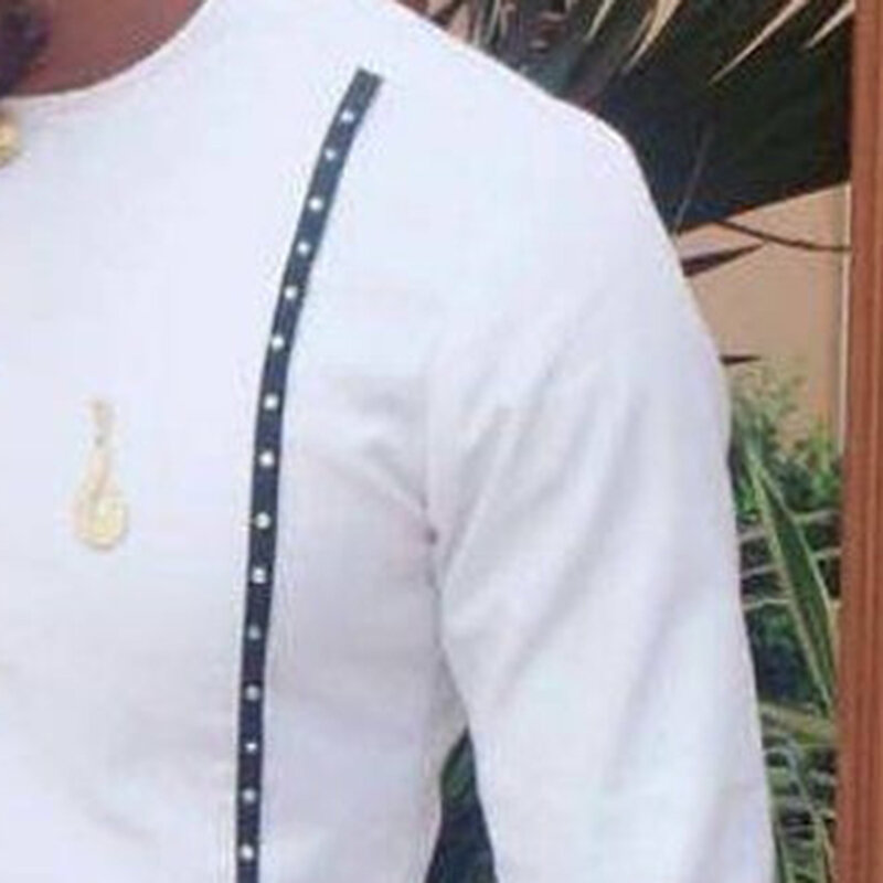 الرجال قميص مسلم ثوب العربية دبي التركية الملابس الإسلامية العرقية التقليدية طويلة الأكمام المحملة القمم الأفريقية Dashiki تي شيرت