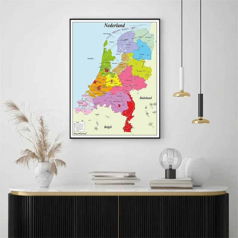 42*59 سنتيمتر خريطة هولندا في الهولندية حائط لوح رسم ملصق اللوازم المدرسية غرفة المعيشة ديكور المنزل حقيبة هدية للسفر