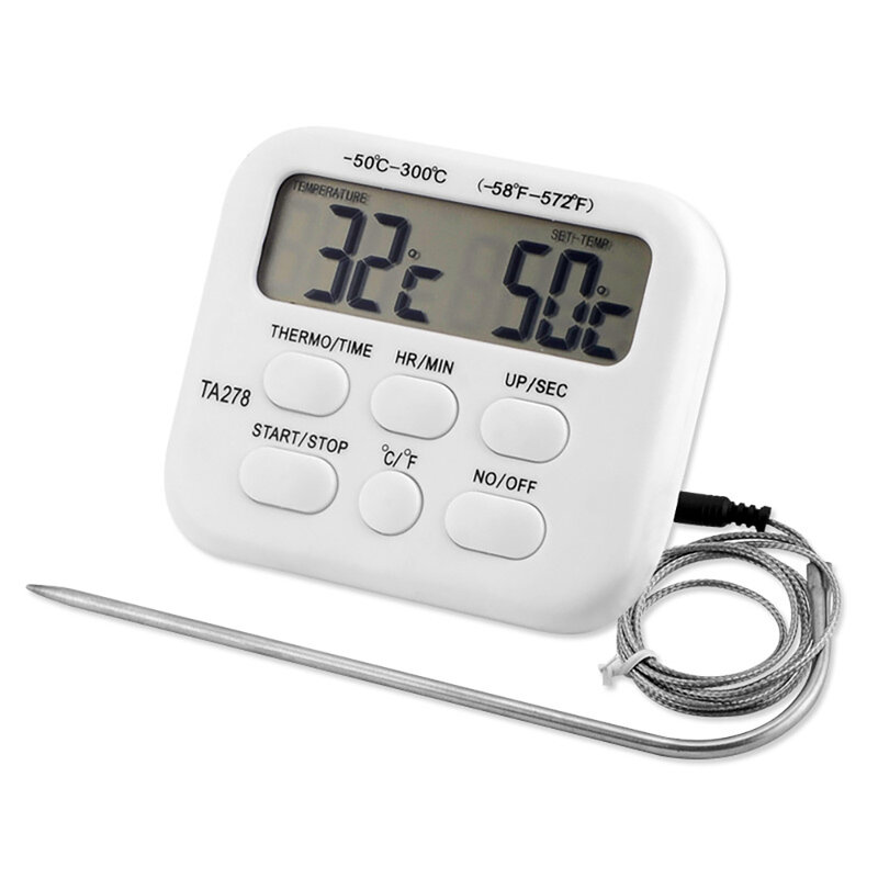 الرقمية مقياس حرارة للمطبخ مسبار من الفولاذ المقاوم للصدأ اللحوم شواء الغذاء درجة الحرارة الشواء أدوات الطبخ إنذار TA278