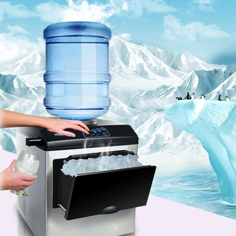 150 واط جهاز تكوين الثلج التجارية الصغيرة 30 كجم/24H جهاز تكوين الثلج التلقائي للمنزل الحليب الشاي متجر المياه المعبأة في زجاجات آيس كيوب ماكينة