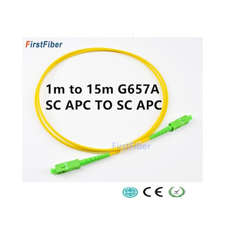 SC APC الألياف كابل التصحيح الألياف البصرية التصحيح الحبل 5m 2.0 مللي متر PVC G657A ، وصلة عبور من الألياف البسيط SM FTTH كابل بصري 1m 2m 3m 10m 15m