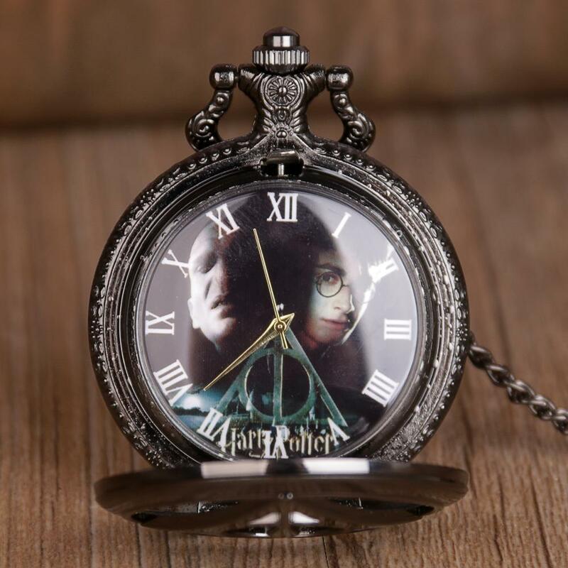 الرجال كوارتز ساعات قلادة ساعة جيب للرجال الأسود Antiuqe خمر تصميم قلادة فوب سلسلة ساعة هدية Relogio