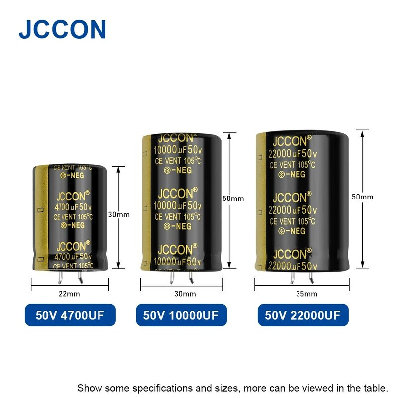 2 قطعة JCCON الصوت كهربائيا مكثف 50V 4700 فائق التوهج 6800 فائق التوهج 10000 فائق التوهج 15000 فائق التوهج 22000 فائق التوهج ل ايفي مكبر للصوت عالية التردد منخفضة ESR