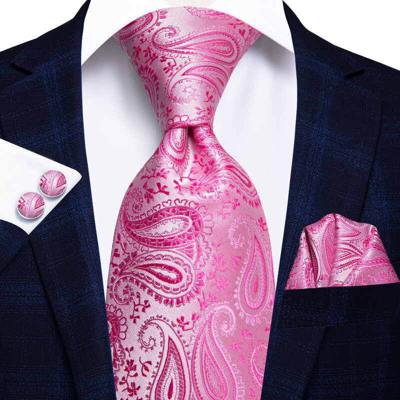 Hi-Tie-ربطة عنق زفاف من حرير الكشمير للرجال ، لون خالص ، تصميم عصري ، أزرار أكمام منديل ، هدية ، مجموعة حفلات عمل