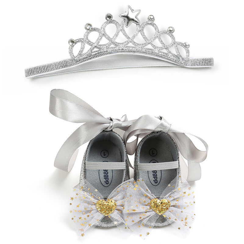 LZH لينة سوليد حذاء طفل صغير للفتيات الأميرة أحذية إكليل تاجي 2 قطعة الزي الوليد طفلة المرة الأولى أحذية مشي للطفل