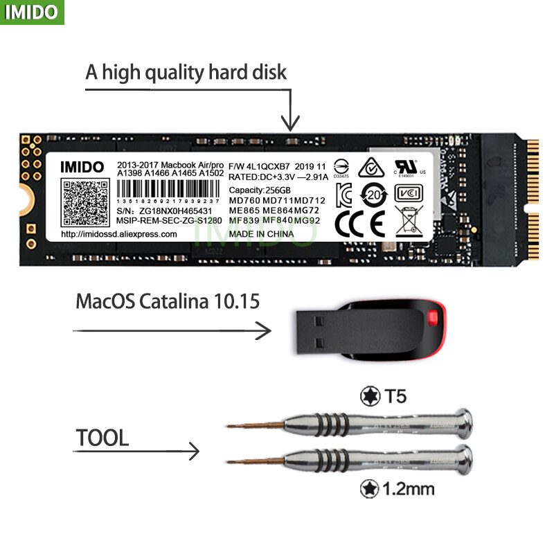 SSD لماك بوك اير 2015 ، 1 تيرا بايت ، 512GB ، 256GB ، 2 تيرا بايت ، 128GB ، ومناسبة لماك بوك اير A1465 ، متوافقة أيضا مع نموذج A1466 ، A1347 ، A1398