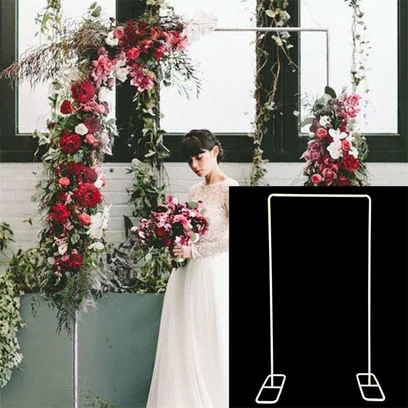 خلفية معدنية مربعة ، قوس الزفاف ، حامل أبيض ، الدعائم ، رف الزهور ، لوازم الديكور لحفلات الزفاف