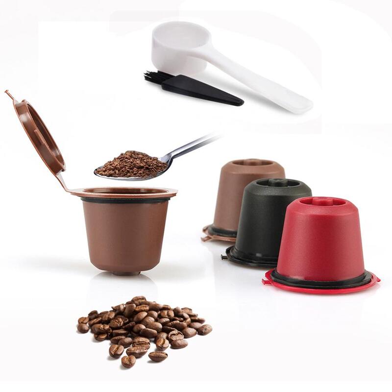 3 قطعة نسبرسو إعادة الملء القهوة كبسولة كوب قابلة لإعادة الاستخدام القهوة كبسولة ملعقة فرشاة مرشحات القهوة مستلزمات قهوة