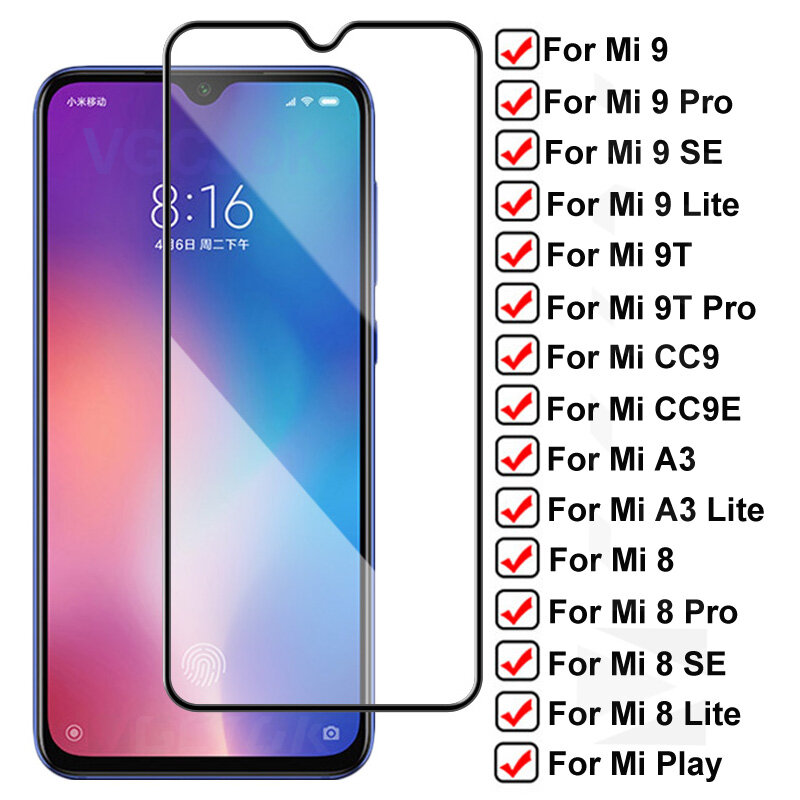 زجاج مقسى 9H لهاتف Xiaomi Mi 9 Lite 9T Pro Mi9 SE واقي للشاشة Mi 8 A3 Lite CC9 CC9E