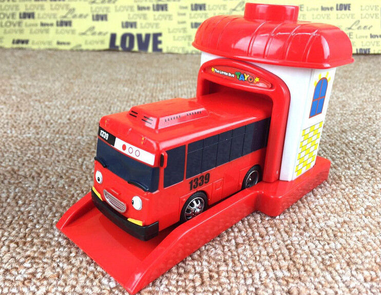 [مضحك] 4 قطعة/المجموعة نموذج مقياس تايو حافلة صغيرة الأطفال مصغرة حافلة الطفل oyuncak المرآب تايو حافلة طرد تأثير سيارة