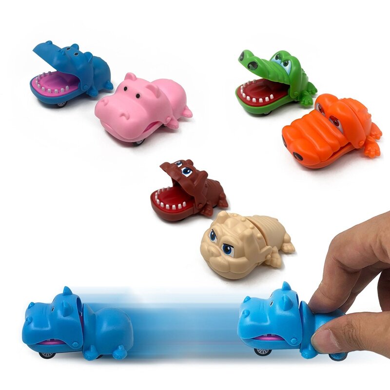 50 قطعة سيارات صغيرة التراجع البلاستيك لطيف الكرتون أنيمي التمساح فرس النهر الكلب المفرغة تصميم عجلات عقارب الساعة سيارة مضحك للأطفال الأولاد