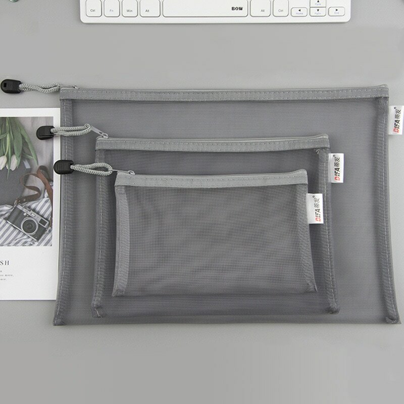 A4A5A6-حقيبة ورقية للقلم ، حقيبة شبكية شفافة مع سحاب للطلاب ، حقيبة ورقية بسيطة ذات سعة كبيرة