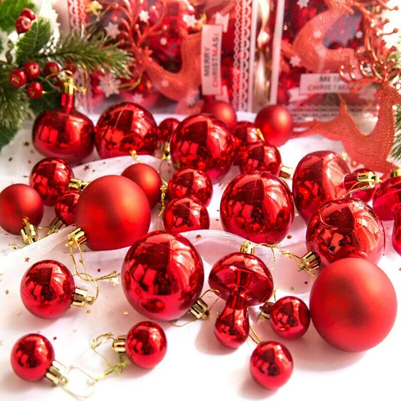 30 قطعة كرات عيد الميلاد بريق شجرة عيد الميلاد قلادة البلاستيك كرات عيد الميلاد الحلي 2022 السنة الجديدة زينة معلقة للمنزل