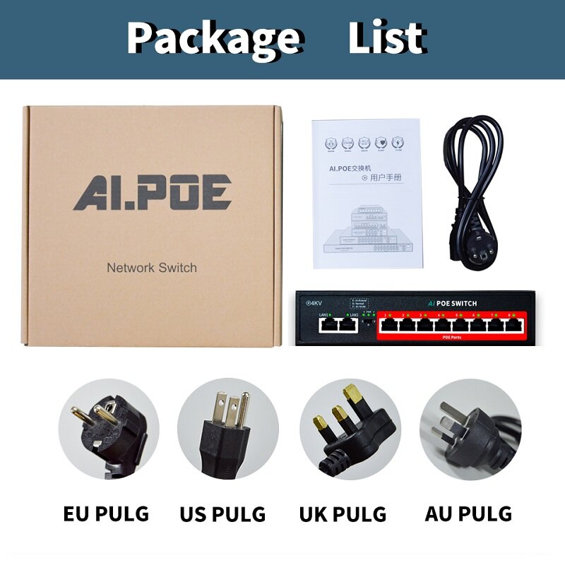 مفتاح POE من السلسلة ، مفتاح POE النشط لكاميرات IP ، مفتاح AP لاسلكي ، Gigabit iee AF/AT ، 4 ، 6 ، 8 ، 16 ، 24 منفذ