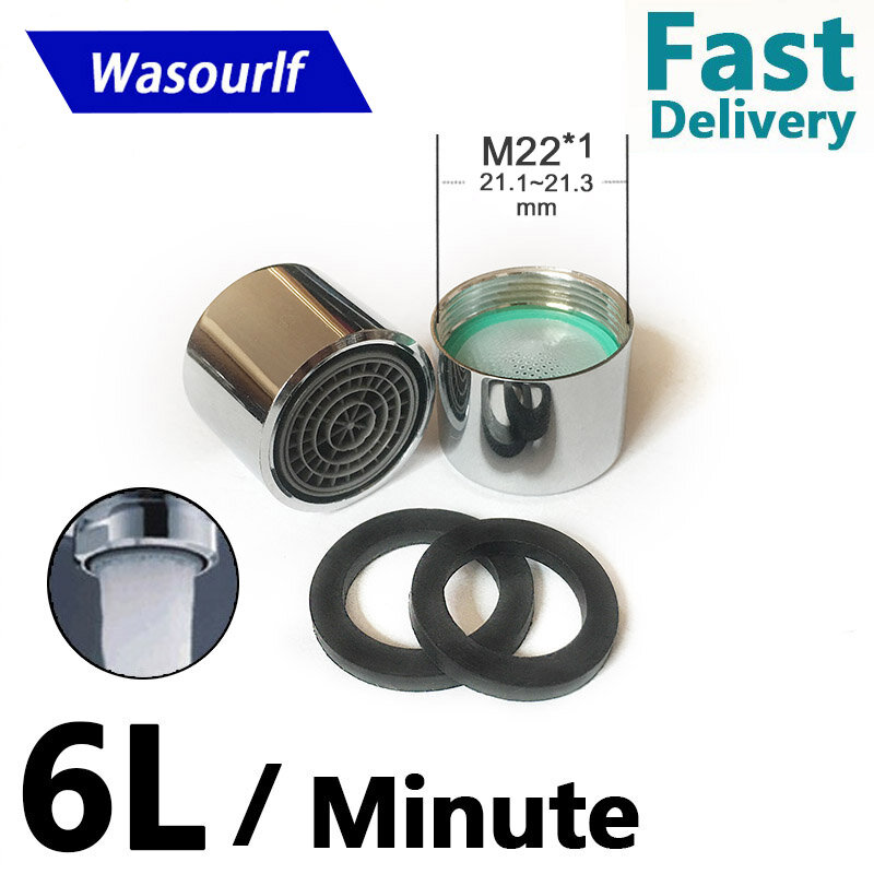 WASOURLF 2 قطعة M22 * 1 الداخلية أنثى الموضوع 2L 3L 4L 6 8L توفير المياه صنبور صنبور النحاس قذيفة صنبور البلاستيك الأساسية الفوار
