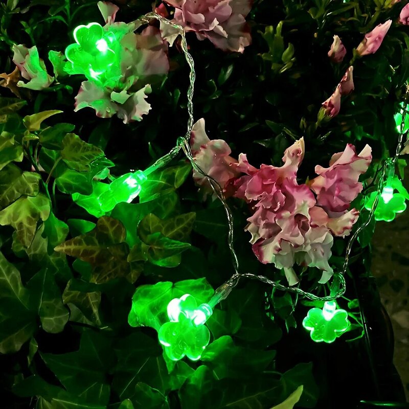 PheiLa شامروك سلسلة أضواء زينة 20 LED وميض الأخضر البرسيم أضواء سلسلة تعمل بالبطارية تعمل أضواء للمنزل حديقة نظرة