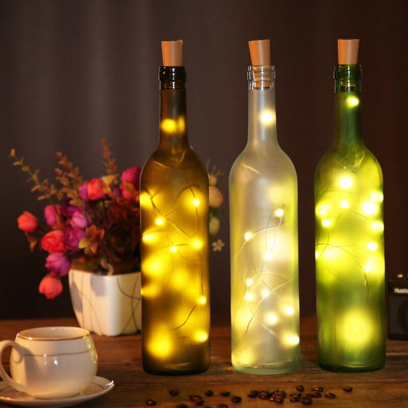 20 قطعة زجاجة نبيذ أضواء مع الفلين LED سلسلة ضوء الأسلاك النحاسية الجنية جارلاند أضواء عيد الميلاد عطلة ديكور حفلات الزواج