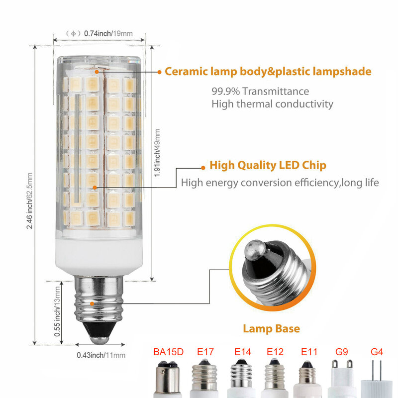 عكس الضوء LED أضواء البسيطة 102 المصابيح لمبة بتصميم على شكل كوز الذرة G4 G9 BA15D E11 E12 E14 E17 9W استبدال 80W مصابيح هالوجين 220V 110V للمنزل منزل
