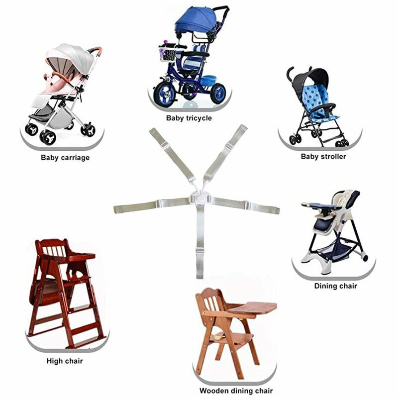 ارتفاع كرسي تسخير قابل للتعديل كرسي أطفال حزام مع مشبك حزام أمان 5 نقطة ل كرسي عالٍ للأطفال عربة و عربة