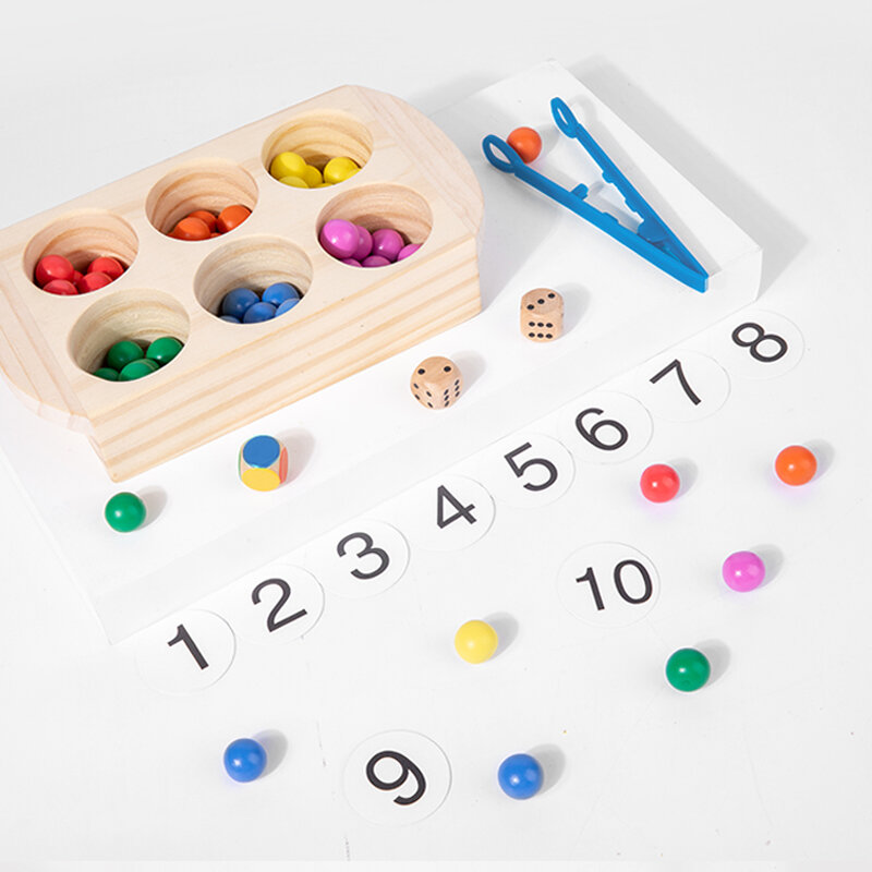 مونتيسوري خرز ملون خشبي تحسين المهارات لون تصنيف صندوق التعرف على التعلم المبكر الإيدز ألعاب الأطفال صبي فتاة هدية
