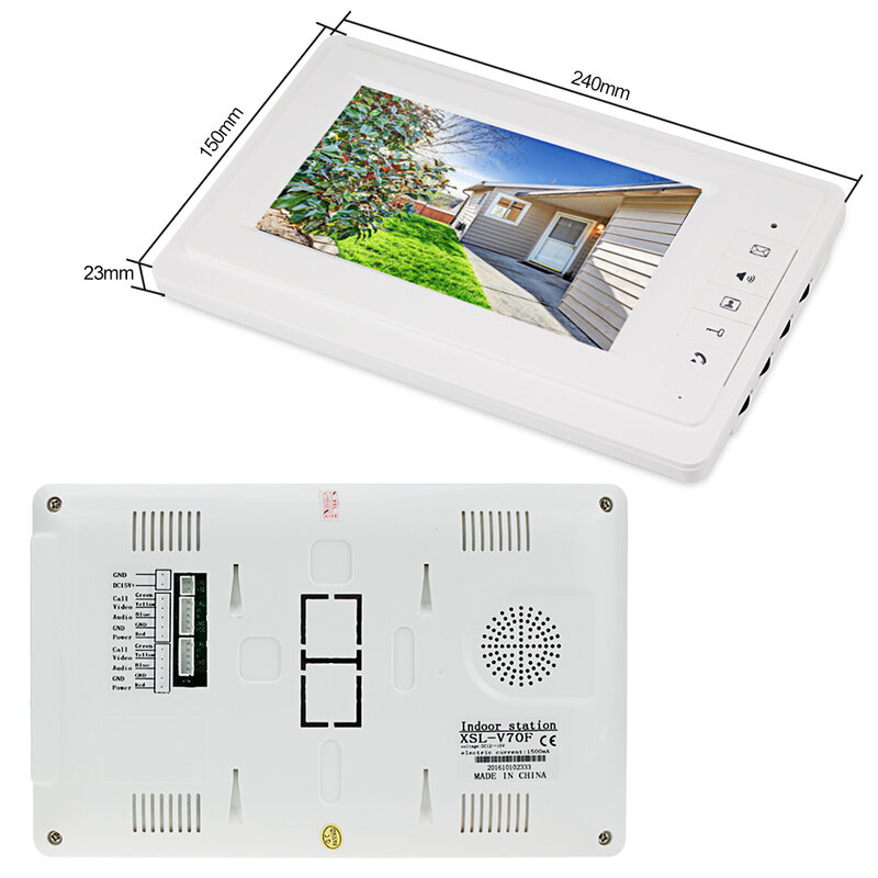 السلكية جرس باب يتضمن شاشة عرض فيديو إنترفون مراقب داخلي 7 بوصة اللون TFT-LCD شاشة 12/25 الرنة اتجاهين هاتف باب صوتي (إنتركوم) لوحة للمنزل