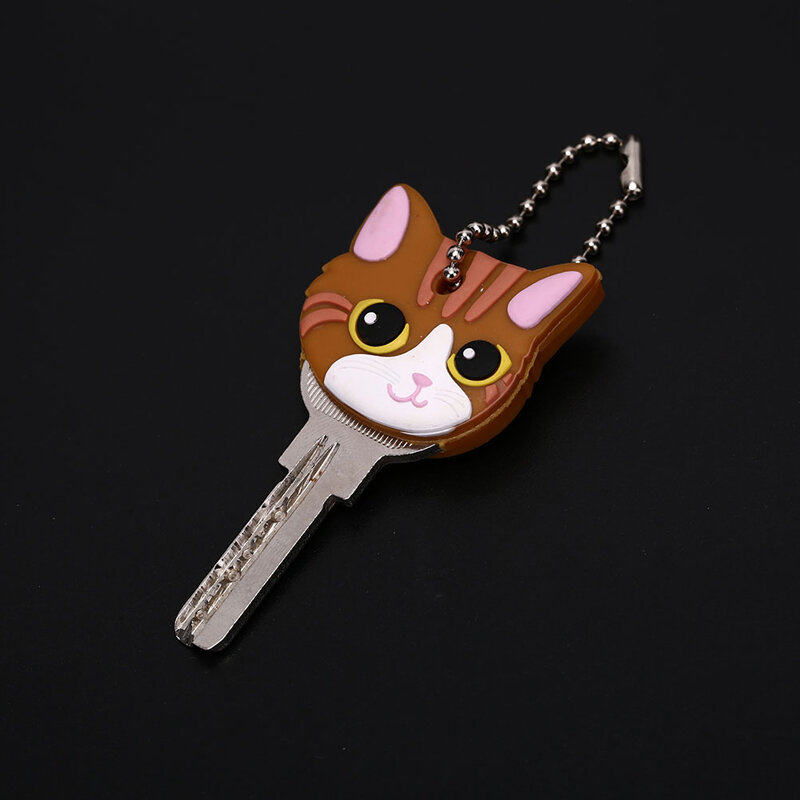 1 قطعة غطاء مفتاح حلقة سيليكون غطاء رأس سلسلة المفاتيح قذيفة القط الهامستر الكلب الحيوانات شكل جميل مجوهرات هدية