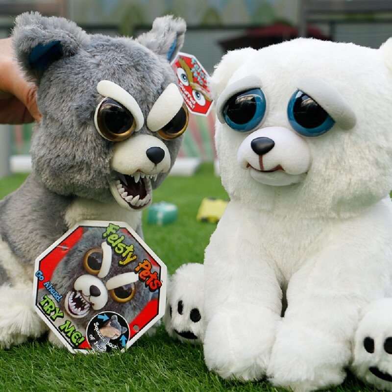 فيستي الحيوانات الأليفة مضحك الوجه تغيير ألعاب لينة للأطفال سنو ليوبارد محشوة أفخم يونيكورن غاضب الحيوان الكلب دمية الدب الباندا