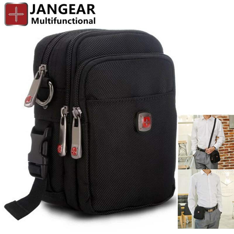 JANGEAR-حقيبة الخصر للرجال سويسرية متعددة الوظائف حقيبة الهاتف المحمول سعة كبيرة عمودي حقيبة حزام محفظة باد أداة تخزين حقيبة