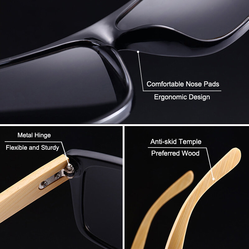 SIMPRECT مستطيل خشبي النظارات الشمسية للرجال 2023 الفاخرة العلامة التجارية مصمم UV400 عالية الجودة موضة مرآة مربع نظارات الشمس