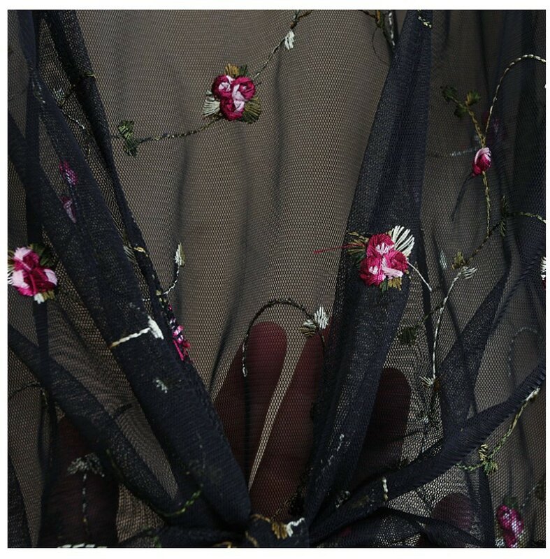 المرأة طويلة غطاء للأكمام Ups قمصان القمم شاطئ ثوب السباحة الأزهار التطريز سترة رقيقة معطف رداء علوي للحفلات أبلى بلوزة