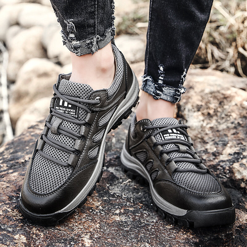 ماركة أحذية رجالية غير رسمية 2021 ربيع الخريف جلد طبيعي أحذية رياضية في الهواء الطلق المشي أحذية مريحة للتنفس المشي