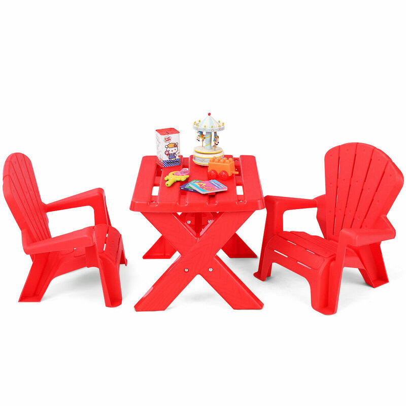 3 قطعة الاطفال الجدول وكرسي مجموعة الأطفال البلاستيكية دراسة تلعب الجدول الفصول الدراسية الأحمر