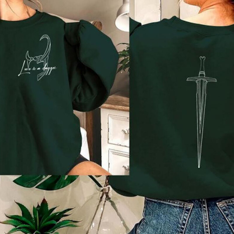 الحب هو خنجر قميص Loki الرجعية قميص Loki و سيدة Loki Loki خنجر قميص الخريف الشتاء للجنسين زوجين عادية البلوز البلوز