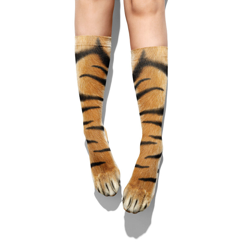 ثلاثية الأبعاد مطبوعة الحيوان باو جوارب بأشكال مضحكة للنساء الرجال ليوبارد النمر القط باو قدم الجوارب للأطفال عادية Kawaii القطن طاقم الجوارب