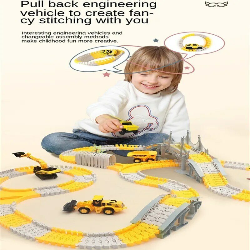 التعليمية الكهربائية السكك الحديدية سيارة الشاحنات القطارات مجموعة تجميعها لودر أطفال بالريموت كنترول بنين لعب للأطفال 137 قطع