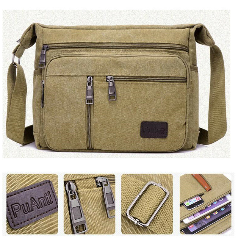 حقيبة عمل ريترو عادية عالية السعة قماش في الهواء الطلق نسخة بسيطة حقيبة الكتف حزمة قطري للرجال