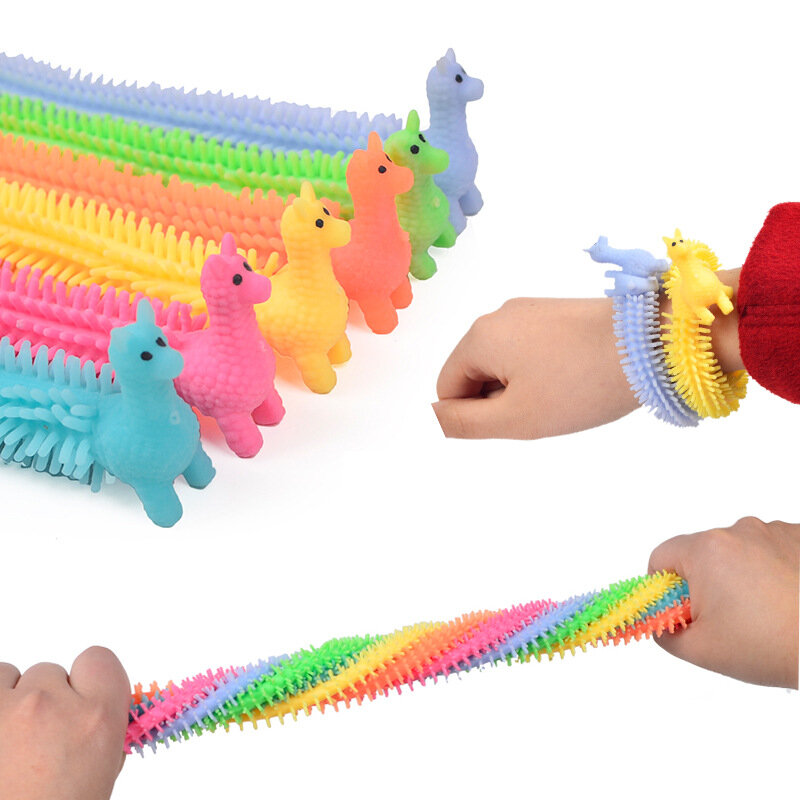 6 قطعة الكرتون الحيوان الألبكة الضغط اللعب بسط التوتر حبل دمية بلاستيكية للأطفال الرجال النساء اليد تململ تخفيف TPR