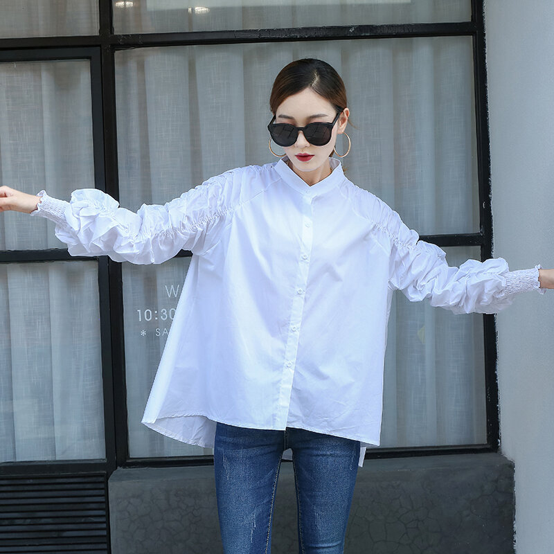 ملابس الشارع الكورية غير الرسمية للنساء ، بلوزات فضفاضة بأكمام طويلة ، قمصان بلون سادة ، ملابس قوطية كبيرة الحجم