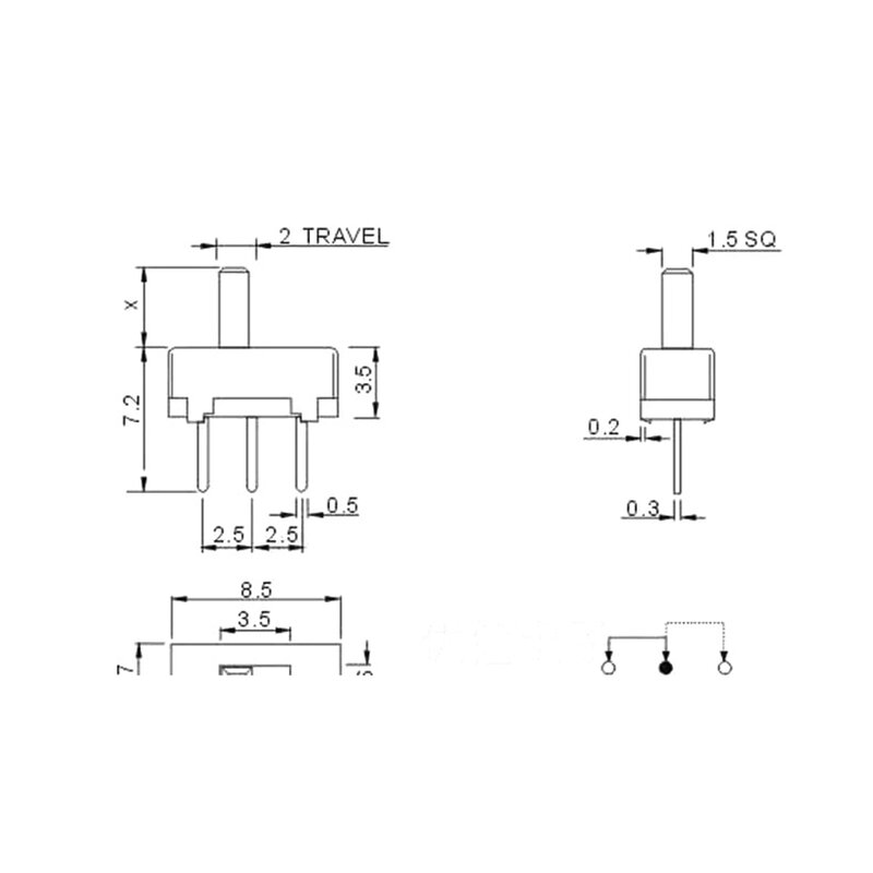 20 قطعة/الوحدة SS12D00 Interruptor On-off صغيرة الشريحة التبديل 3Pin 1P2T 2 موقف عالية الجودة تبديل التبديل مقبض طول: 3 مللي متر/4 مللي متر/5 مللي متر