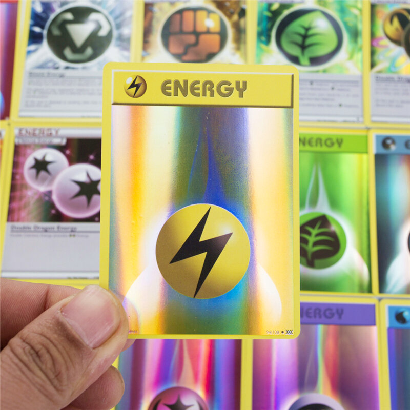 10-20 قطعة بوكيمون بطاقة الطاقة لا تكرار لعبة جمع النسخة الإنجليزية مشرقة تومي معركة كارت بطاقات التداول لعب الاطفال هدية