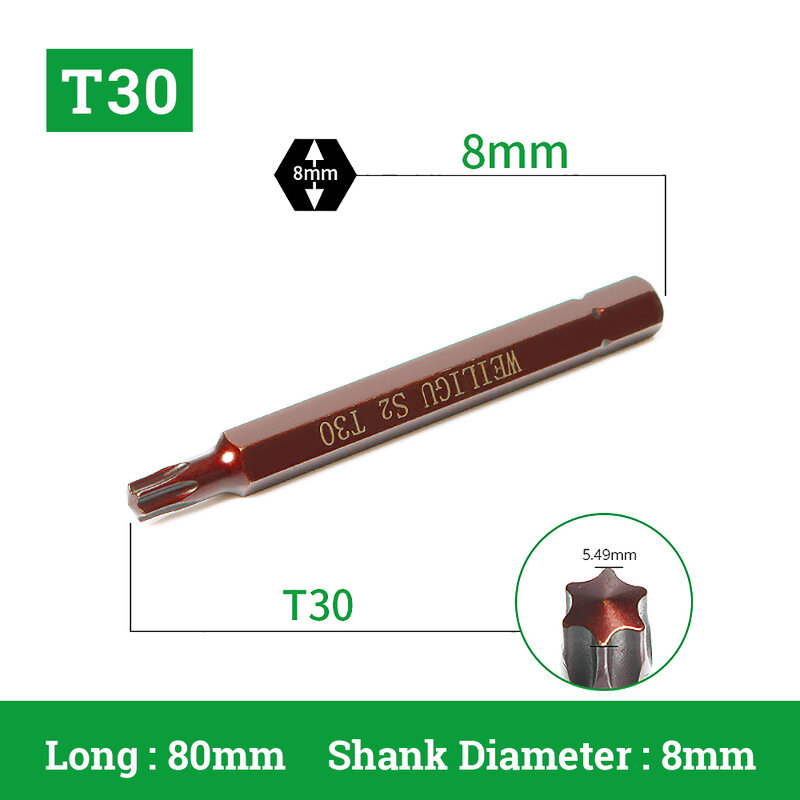 لقم لمفك البراغي توركس برغي محرك T20 25 27 30 40 - 55 المغناطيسي 8 مللي متر تأثير بت مجموعة كهربائي مفك البراغي أدوات صغيرة