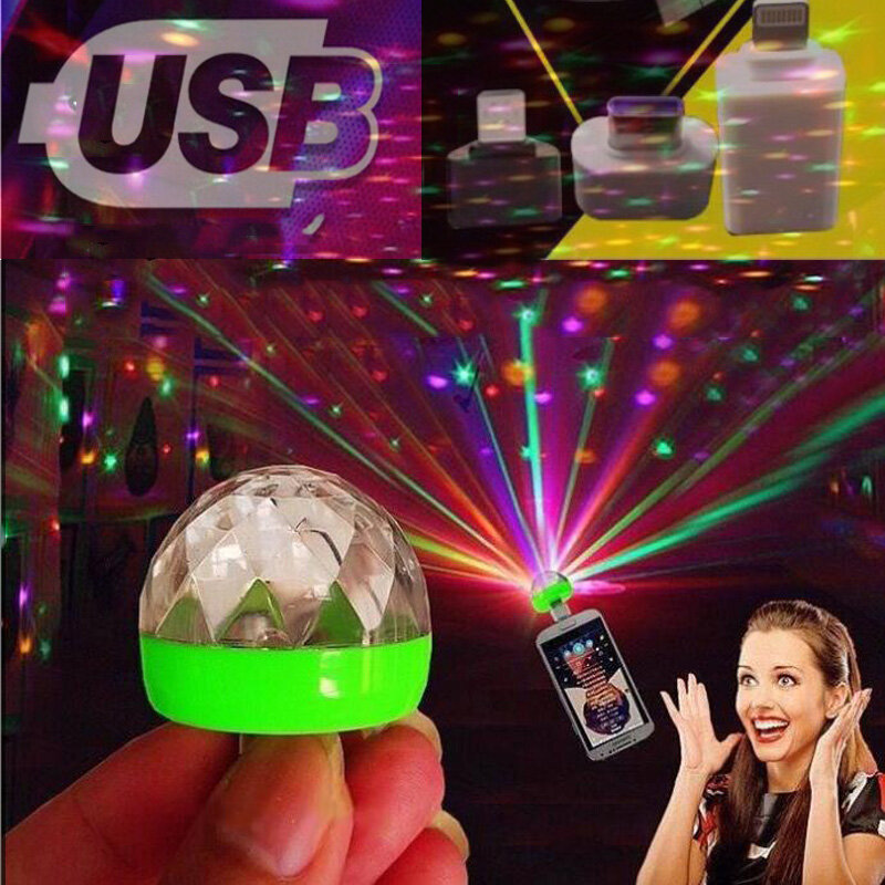 DJ LED أضواء المحمولة جهاز عرض USB صغير المرحلة ماجيك الكرة داخلي سيارة المنزل الطرف لابل أندرويد الهاتف ديسكو مصباح