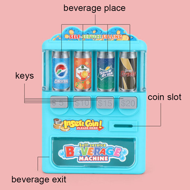 آلة بيع صغيرة للأطفال ، آلة مشروبات تعمل بقطع النقود المعدنية ، خدمة ذاتية ، إدخال عملات معدنية ، حلوى ، ألعاب تسوق للبيع ، 13: