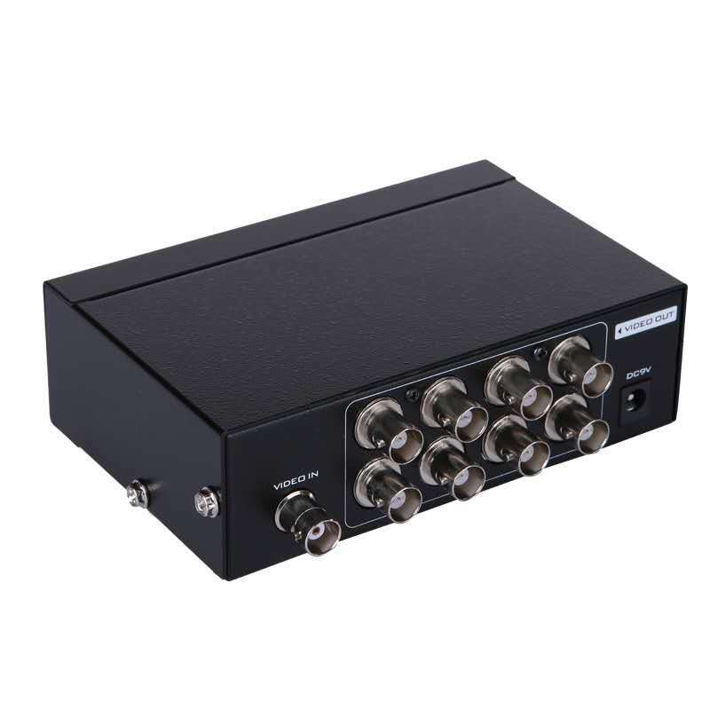 محول مقسم فيديو BNC نشط 1X4/1X8 ، CCTV DVR ، صندوق مفتاح فيديو مركب BNC مع محول الطاقة