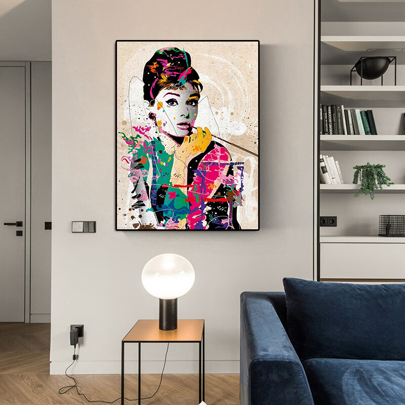 هيبورن الحديثة مجردة النفط اللوحة المشارك يطبع حائط لوح رسم الفن وحدات جدار صورة لغرفة النوم ديكور المنزل