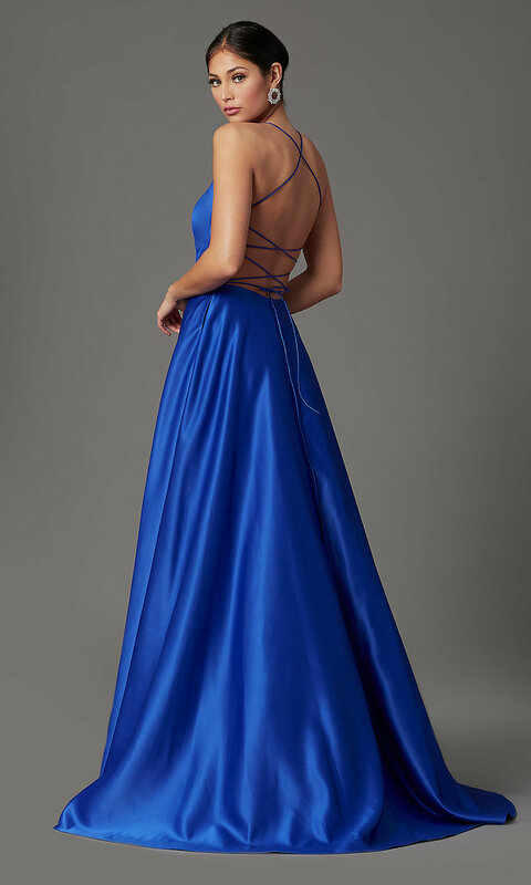 أزرق A Line فساتين سهرة طويلة أنيقة حفلة موسيقية فستان بسيط رداء حفلات وصمة عار فستان رسمي Vestidos Elegantes