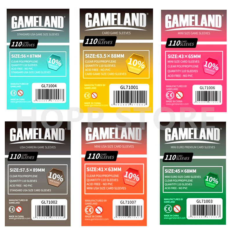 110 أكمام ألعاب لوحية جاملاند لعبة ببطاقات ورقية كم حامي حماية بطاقات واضحة الأكمام