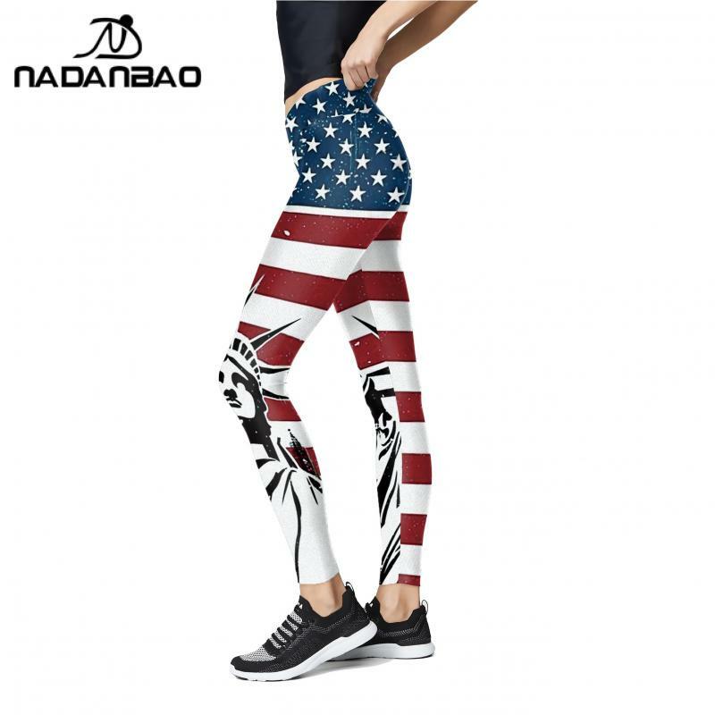 NADANBAO يغطي الرجل للنساء منتصف الخصر تجريب تمتد السراويل العلم الأمريكي طباعة مرونة Pants غير رسمية