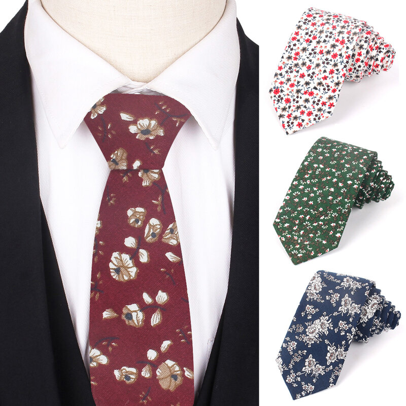 ربطة عنق قطنية للرجال والنساء ، طباعة زهور ، زفاف ، أعمال ، كاجوال ، مجموعة جديدة